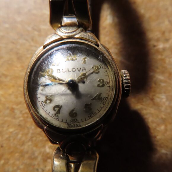 Vintage 10k Yellow Gold Plated Bulova Lady\'s Watch; Windup; Runs